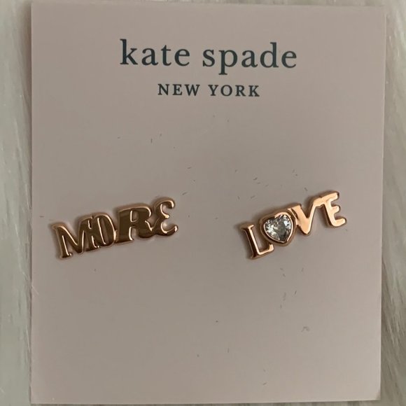 KATE SPADE Spell It Out More Love Stud Earrings in Gold